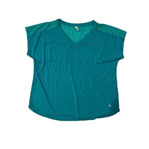 Xersion Womens Turquoise Athletic Mesh Back V-Neck Top XL 1800